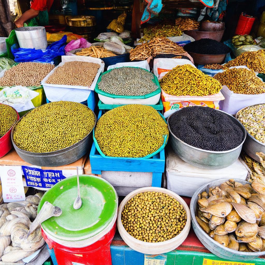 Các loại đặc sản địa phương được bày bán tại Chợ Tháp Mười thị trấn Mỹ An